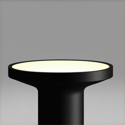 Contemporary black lamp with integrated smart features and customizable lighting