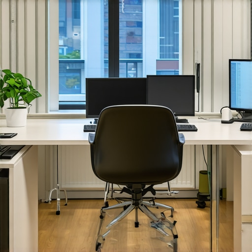 Interior of a modern office equipped with intelligent lighting and IoT devices