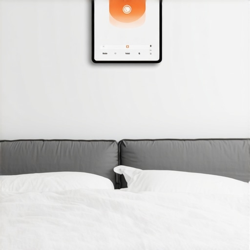 Contemporary bedroom with smart lighting control panel