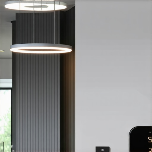 Modern pendant light with integrated smart control in contemporary living room