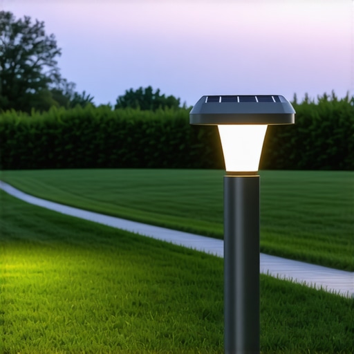 Eco-friendly solar LED lights illuminating a garden pathway