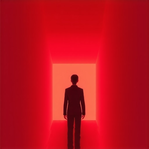 Futuristic biometric lighting system with sensors and AI in modern home interior