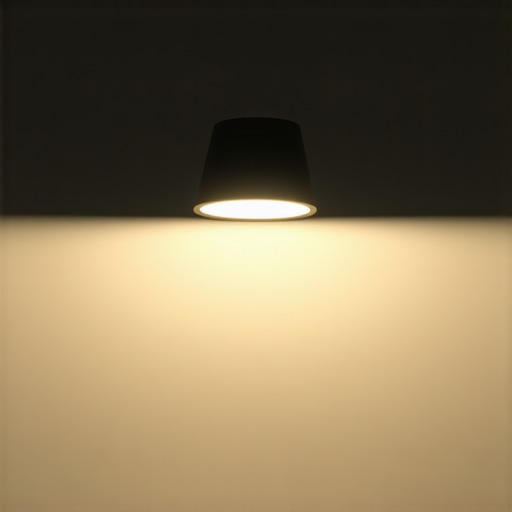 High-tech LED reflector with smart features and modern aesthetics.