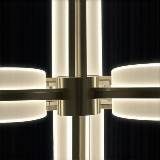 Futuristic Luxury Chandelier with Smart Technology Modern futuristic chandelier with sensors and LED lighting showcasing luxury and technology