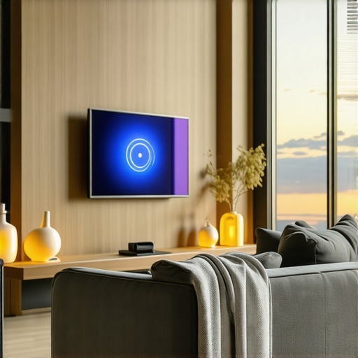 Modern Scandinavian living room featuring advanced smart lighting system and minimalistic decor