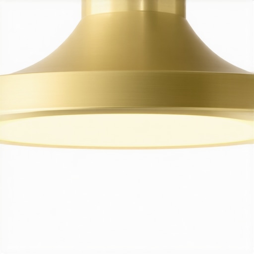 High-tech smart lighting fixture made of brushed brass with integrated controls