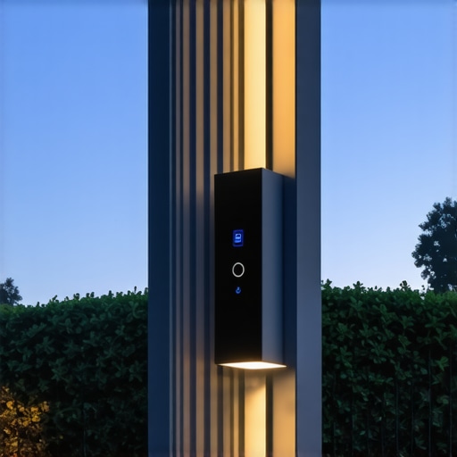 Futuristic smart outdoor lighting system High-tech outdoor lighting with digital controls and sensors