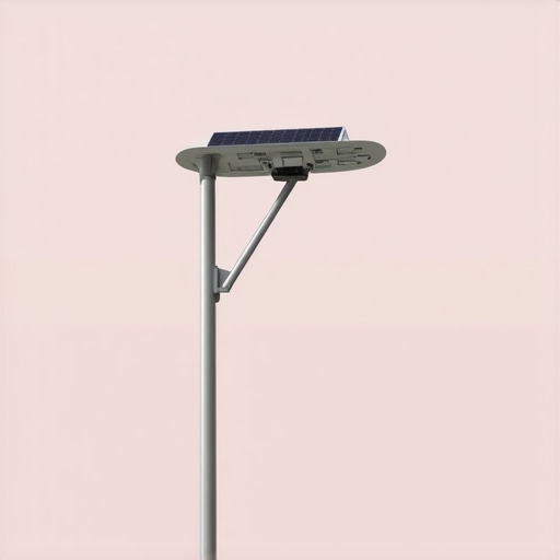 Innovative Solar Street Light with AI Sensors Modern solar street light equipped with sensors and AI technology in city environment