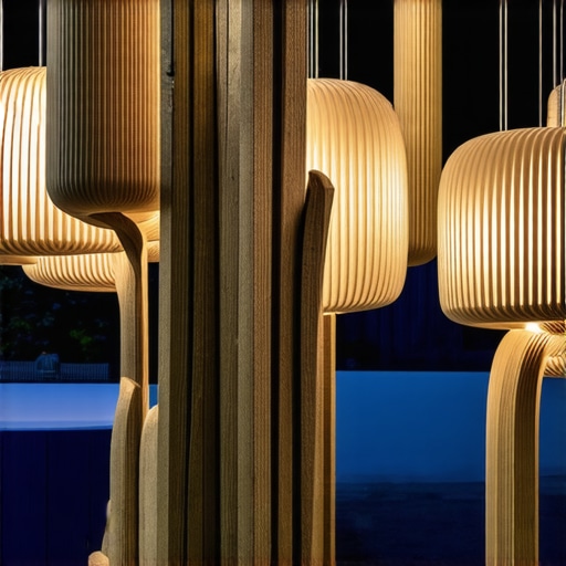 Innovative organic outdoor lighting designs 2025 Contemporary outdoor lamps crafted from natural materials with innovative lighting effects, exemplifying 2025 design trends