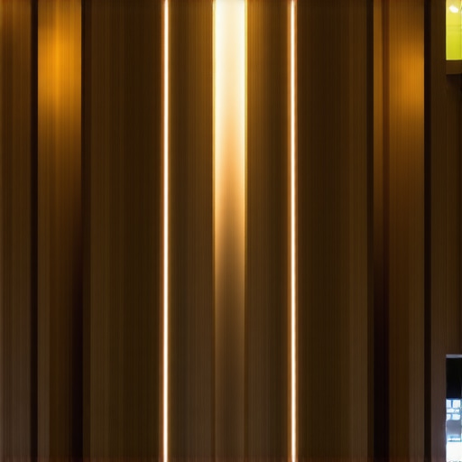 Prikaz modernog interijera s visokim stropovima i LED trakama istaknutim arhitektonske elemente