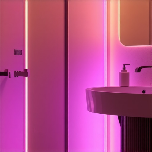 Modern bathroom with smart LED lighting Contemporary bathroom with advanced LED lighting system