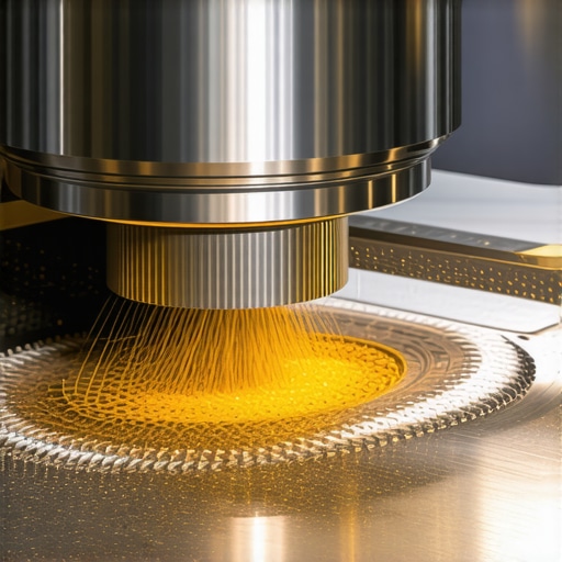 Nano brušenje na metalnim površinama za savremeni dizajn rasvete Detalj visokotehnološkog nano brušenja na brušenom mesingu, sa fokusom na precizne teksture i tehnologiju obrade