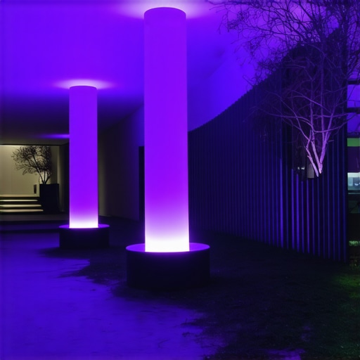 Futuristic outdoor lighting with biometric integration and eco-friendly materials at night