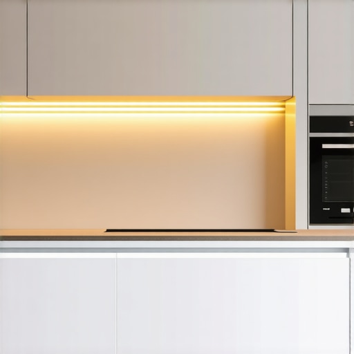Futuristic kitchen lighting with sensors and automation, high-tech interior design