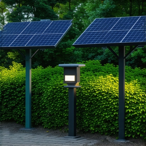 Modernna pametna rasvjeta u vrtu sa solarnim panelima i senzorima