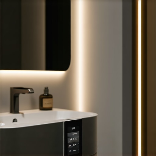 Pametna kupaonica s LED sustavom i upravljačkim panelom Moderna kupaonica s pametnim LED osvjetljenjem i kontrolnom pločom