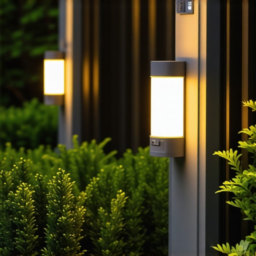 Suvremeni vanjski rasvjetni sustav s integriranim senzorima i LED modulima u vrtu