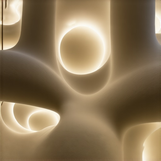 Futuristic biofilic lighting integration Interior with biofilic design and smart LED lighting systems