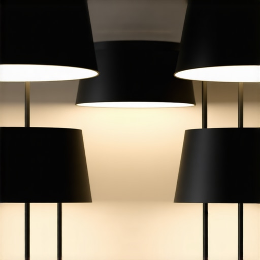Elegant interior featuring black lamps and smart lighting controls