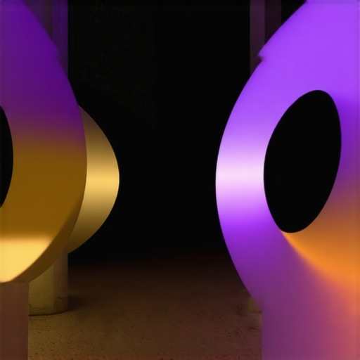 Futuristic outdoor garden lighting with AI and eco materials at night