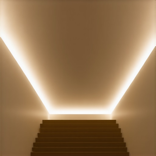 Smart Home Lighting System Advanced smart lighting controls with LED panels and sensors in a modern interior