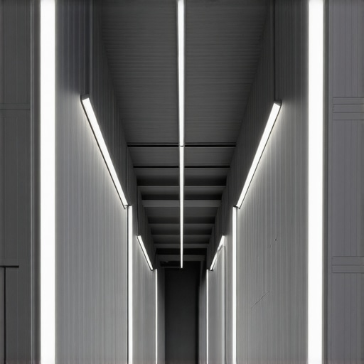 Interior of industrial space with advanced smart LED lighting system in Podgorica