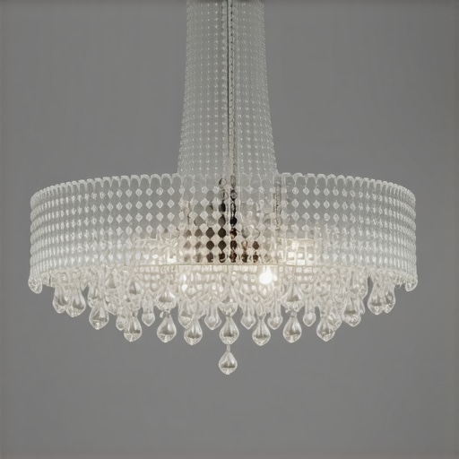 Luxurious modern chandelier with crystals in stylish interior
