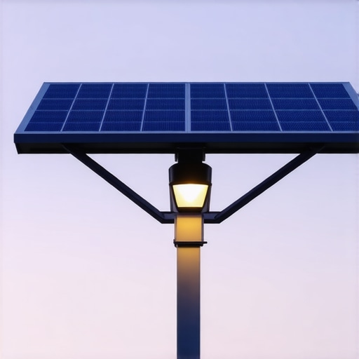 Innovative outdoor lighting 2024 Modern outdoor lighting with solar panels and sensors at dusk