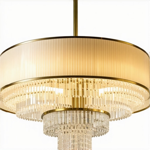 Elegant modern chandelier with crystal details and warm lighting