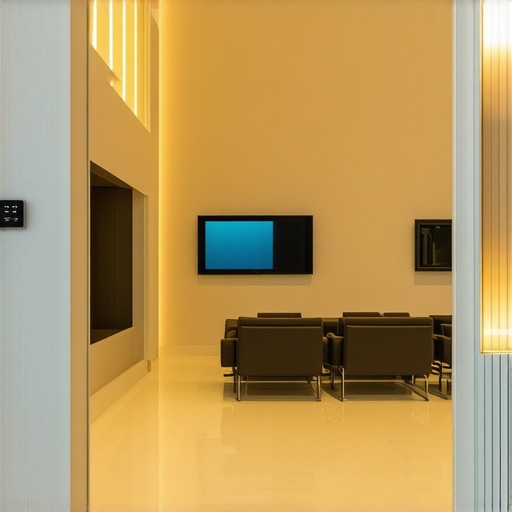 Interior of a modern smart home with advanced LED lighting and control panels