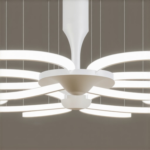 Elegant chandelier with integrated smart lighting in contemporary living room