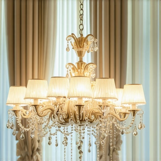 Vintage chandelier with modern lighting Luxurious interior featuring vintage chandelier and modern LED lighting