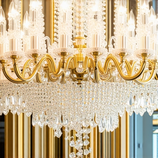 Luksuzni kristalni luster u modernom interijeru Kristalni luster u luksuznom modernom prostoru