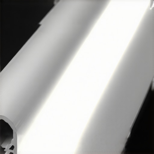 Close-up of aluminum LED profile with diffused light showing sleek design and quality material.