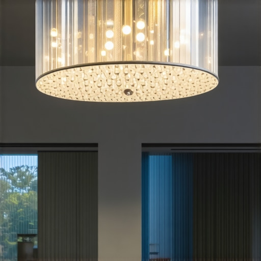 Luxurious chandelier featuring textured glass and crystal accents in contemporary interior