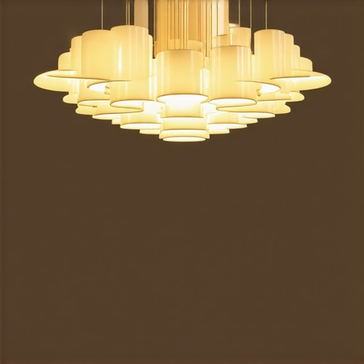 Contemporary chandelier with built-in smart technology illuminating a stylish living space.