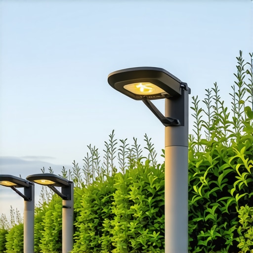 Innovative outdoor lighting system with biofillic elements and IoT sensors.