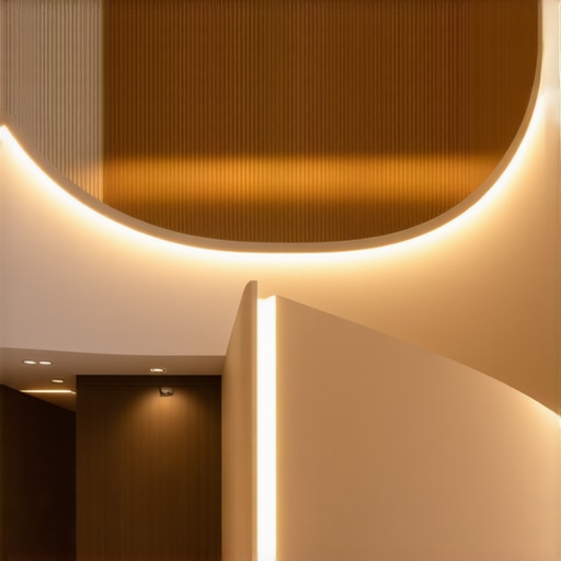 Contemporary layered lighting setup with smart controls Interior scene showcasing layered lighting and smart control panels