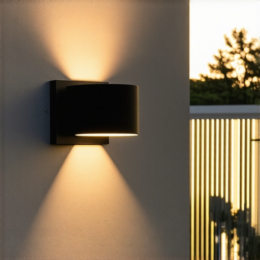 Stylish contemporary outdoor wall lighting in a lush garden