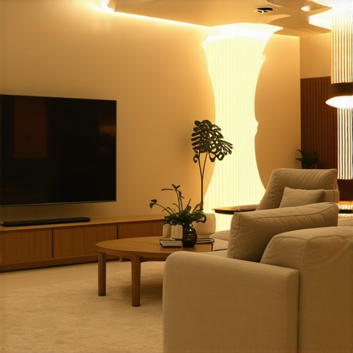 Sophisticated interior with layered lighting showcasing depth and ambiance.