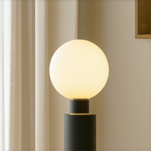 Elegant modern LED lamp with organic shapes and natural materials in a stylish interior