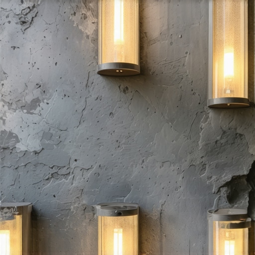 Organic Form Outdoor Wall Lighting Stylish organic-shaped outdoor wall lights illuminating a garden with textured surfaces