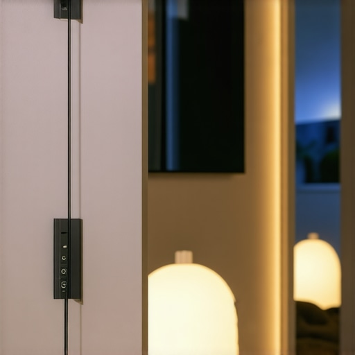 Interior view of a home with advanced smart lighting controls, dimming, and color customization options.