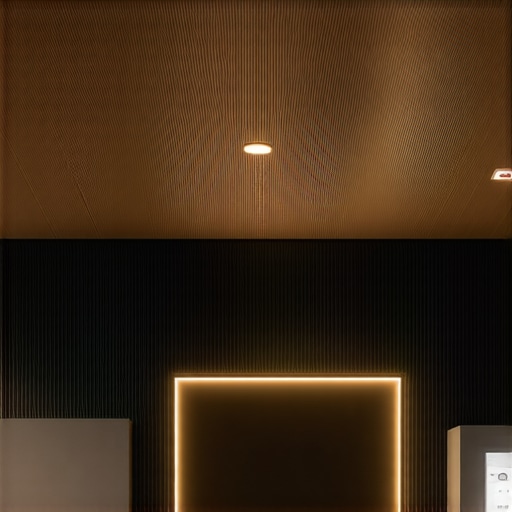 Futuristic smart lighting controlling room with sensors and AI