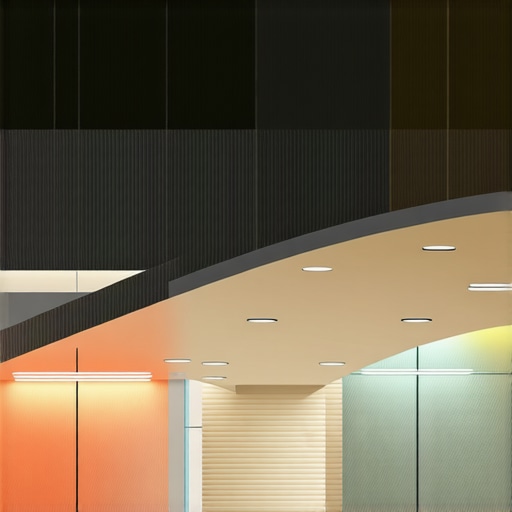 Schematic diagram illustrating strategic placement of modern lighting fixtures in an interior space for optimal illumination and ambiance.