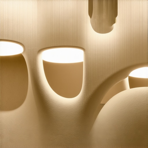 Interior design featuring lighting inspired by natural textures and shapes