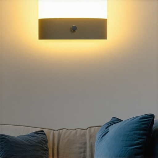 Modern LED wall lamp illuminating stylish living room