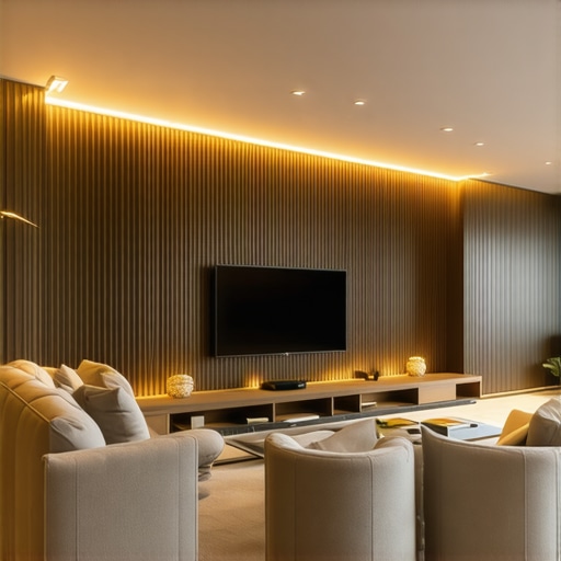 Living room with hidden LED lights blending into architecture for a sleek look