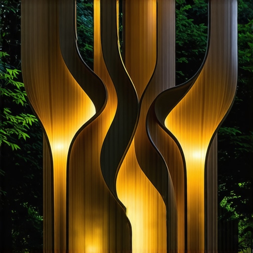 Elegant outdoor lighting with natural motifs and warm gold finish