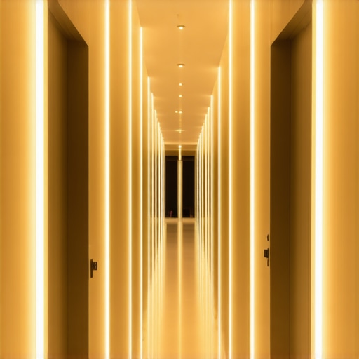 Contemporary hallway illuminated with LED strips and stylish fixtures